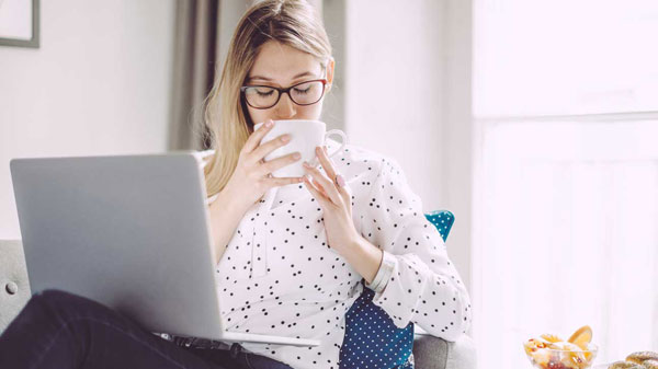 drinking tea at work