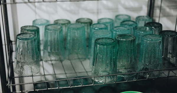 Traditional glass cups from Xoi Tri