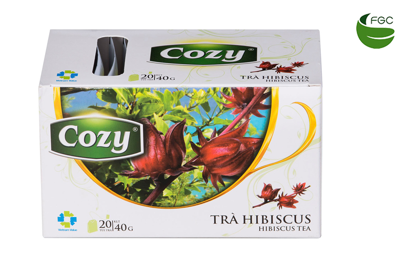 Cozy hibiscus tea bag is an ingredient of Vietnamese herbal tea