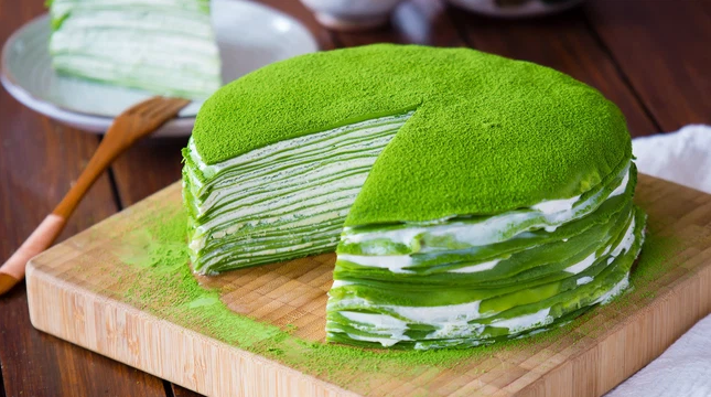Pan cake using matcha powder