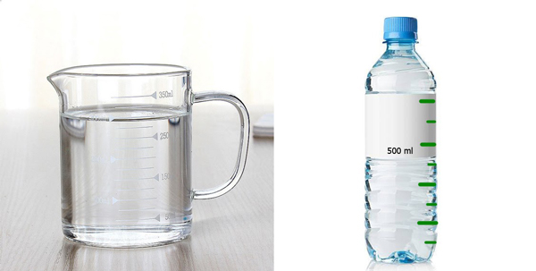 measure the suitable quantity of water by tools