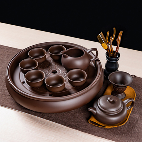Purple clay tea set