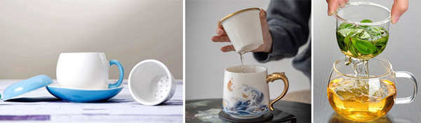 Teacups with strainer is enough for one serving