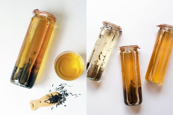 Steeping tea leaves in cold water